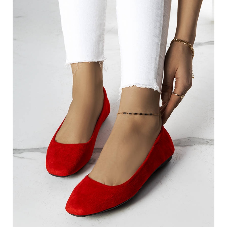Red suede ballerinas from Jules 1