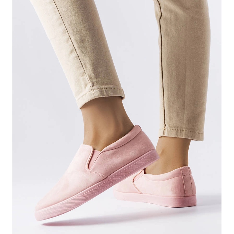 Pink eco-suede sneakers from Leroy 1