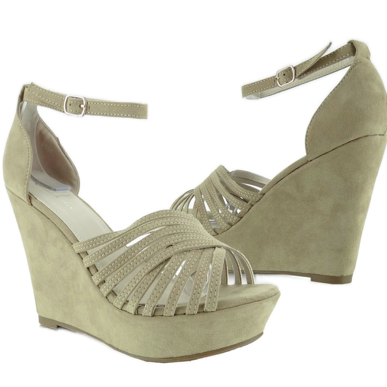 Pumps on a wedge suede F031 Beige 1