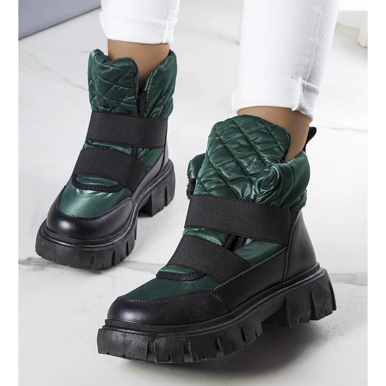 Green insulated slip-on snow boots from Francisco black 1