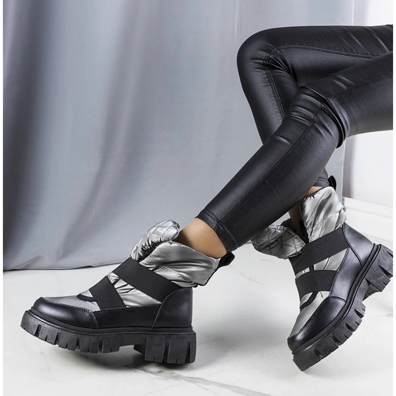 Gray insulated slip-on snow boots from Francisco black 1