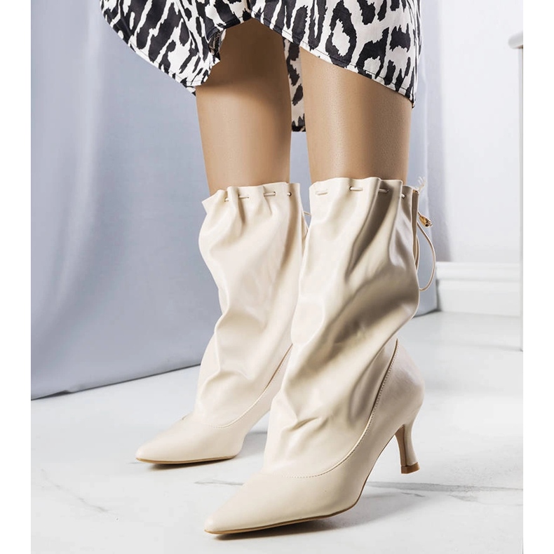 Beige low heel boots from Jabari 1