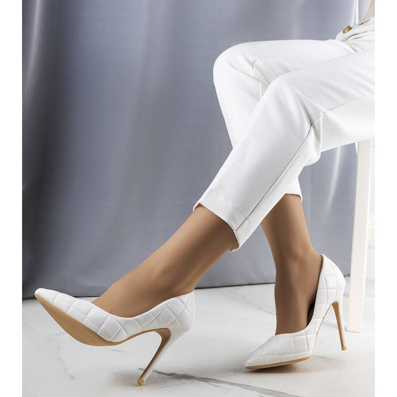 White quilted high heels 1