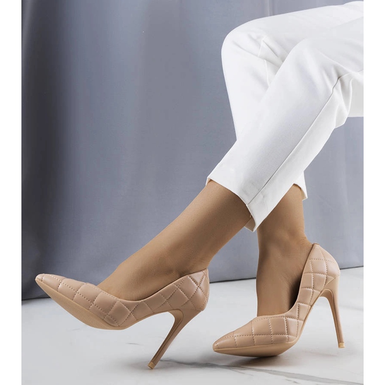 Lore beige quilted high heels 1