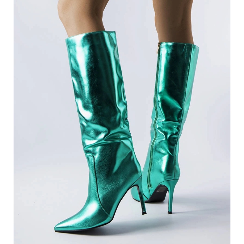 Dark green high heel boots from Jaylin 1