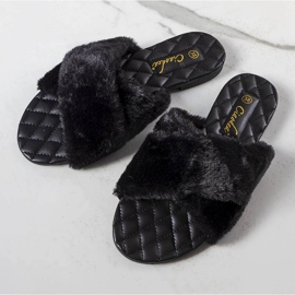 Karsyn black slides with fur 1