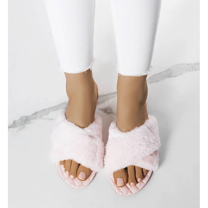 Karsyn pink slides with fur 1