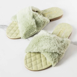 Karsyn green slippers with fur 1 Karsyn green slippers with fur 1
