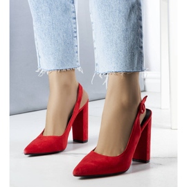 Red pumps with an open heel 1