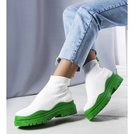 Cali white sock boots with a green sole 1 Cali white sock boots with a green sole 1