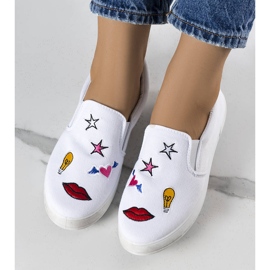 Anais white textile sneakers with patches 1