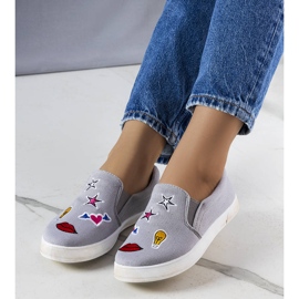 Gray textile sneakers with patches from Anais grey 1