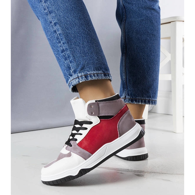 White and red high-top sneakers from Elizabeth 1