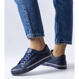 Navy blue eco-leather sneakers from Joffre 1