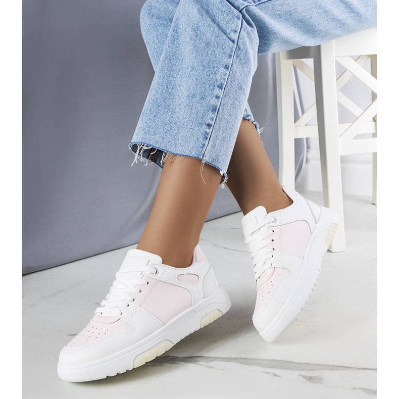 Kristie pink platform sneakers white 1