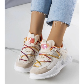Beige mixed fabric sneakers from Traci 1