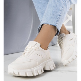 Beige sneakers with a massive sole from Inez 1