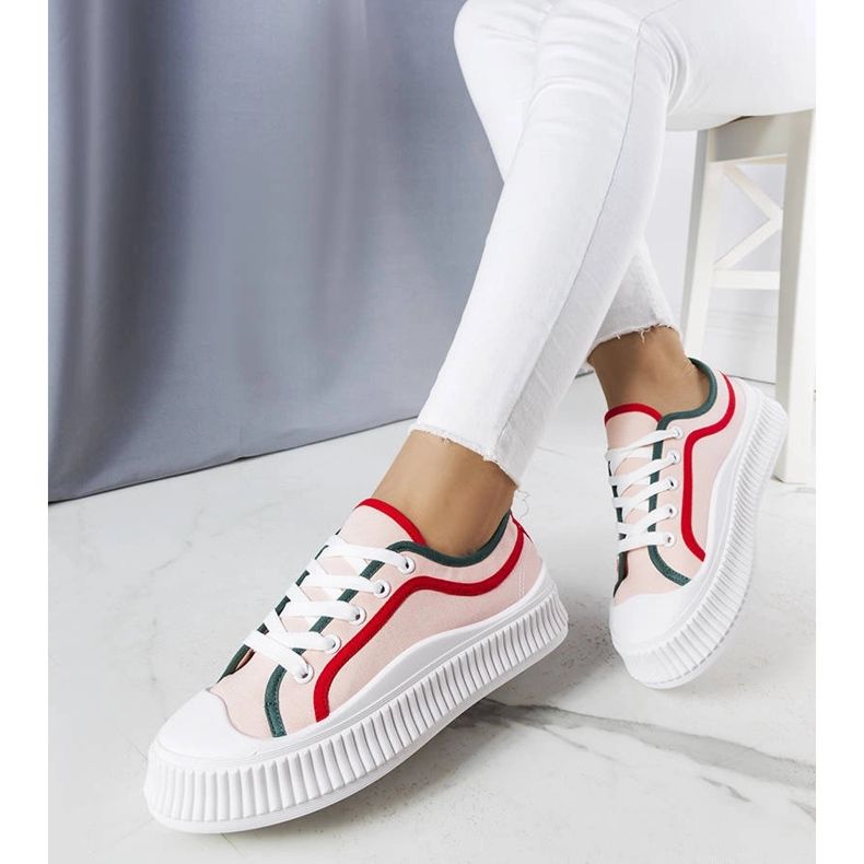 Pink platform sneakers from Johanna red 1