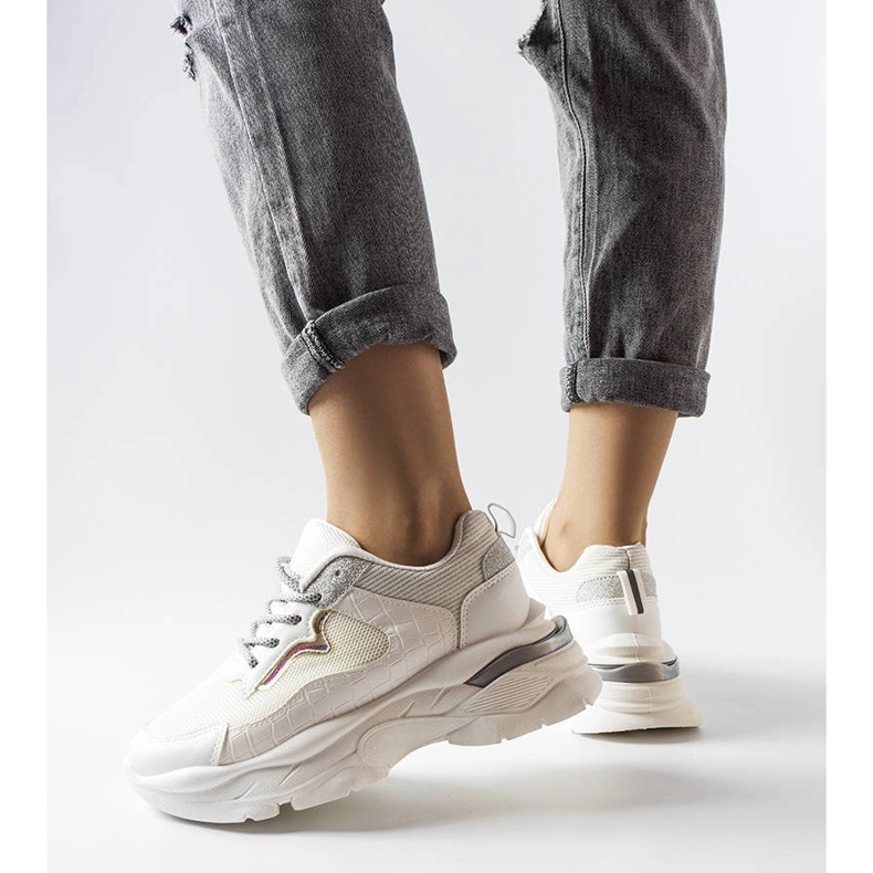 White sneakers decorated with glitter from Beatrice 1