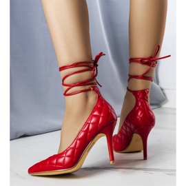 Red quilted tie-up heels from Rosie 1
