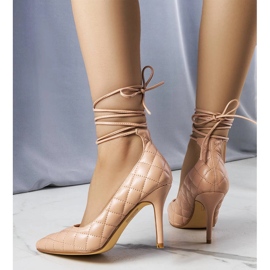 Rosie pink quilted tie-up heels 1 Rosie pink quilted tie-up heels 1