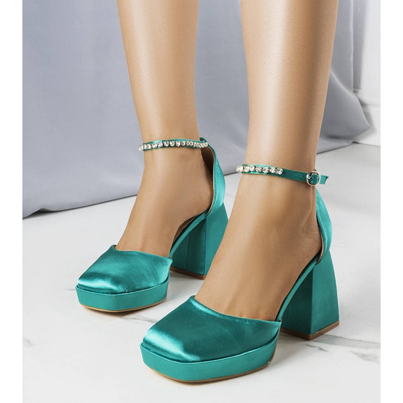 Green pumps decorated with rhinestones from Jodi 1 Green pumps decorated with rhinestones from Jodi 1