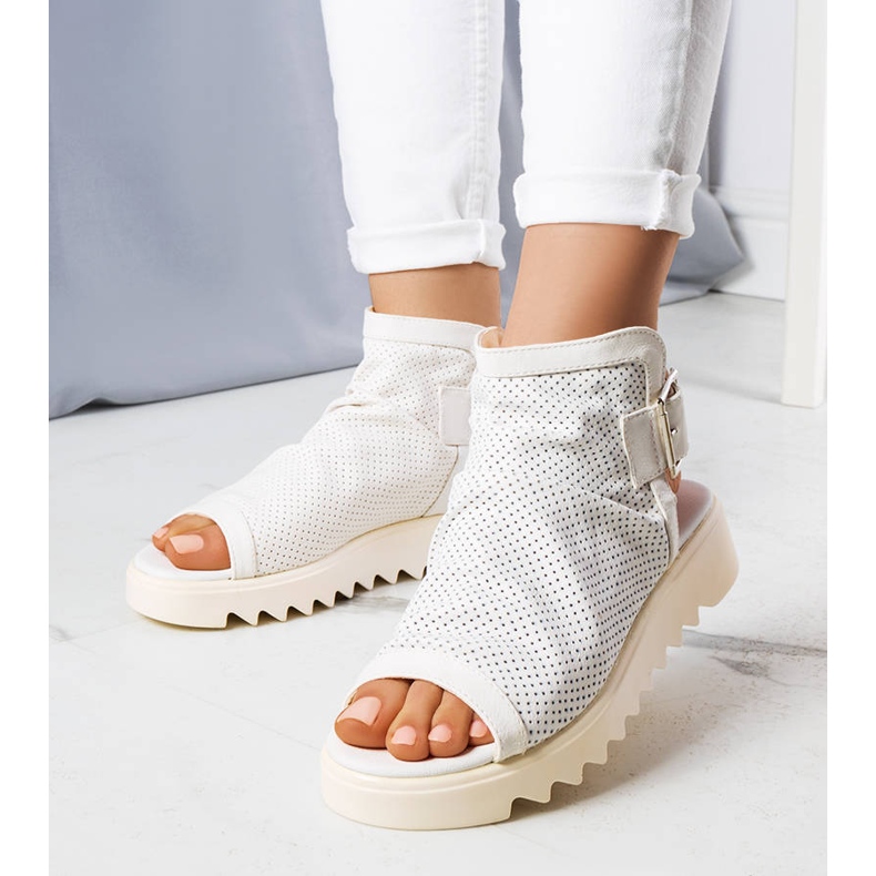 PA1 White openwork sandals from Beulah 2