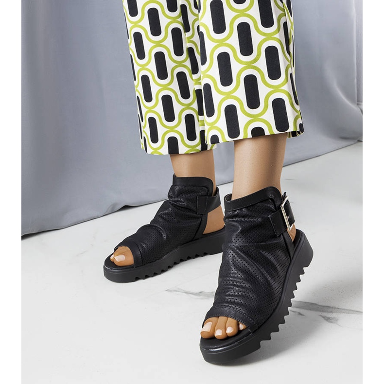 PA1 Black openwork sandals from Beulah 1