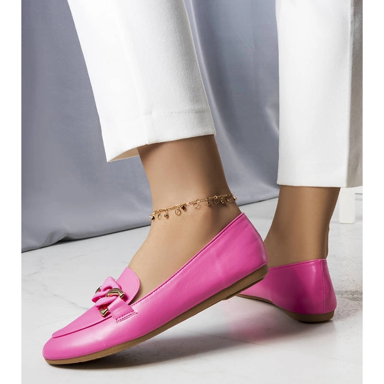 Mamie pink loafers with chain 1