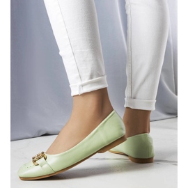 Green ballerinas with gold Iris decoration 1
