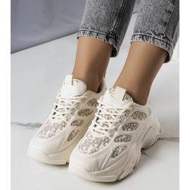 Beige sneakers decorated with Kara print 1