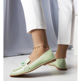 Bobbie chain-embellished green loafers 1 Bobbie chain-embellished green loafers 1