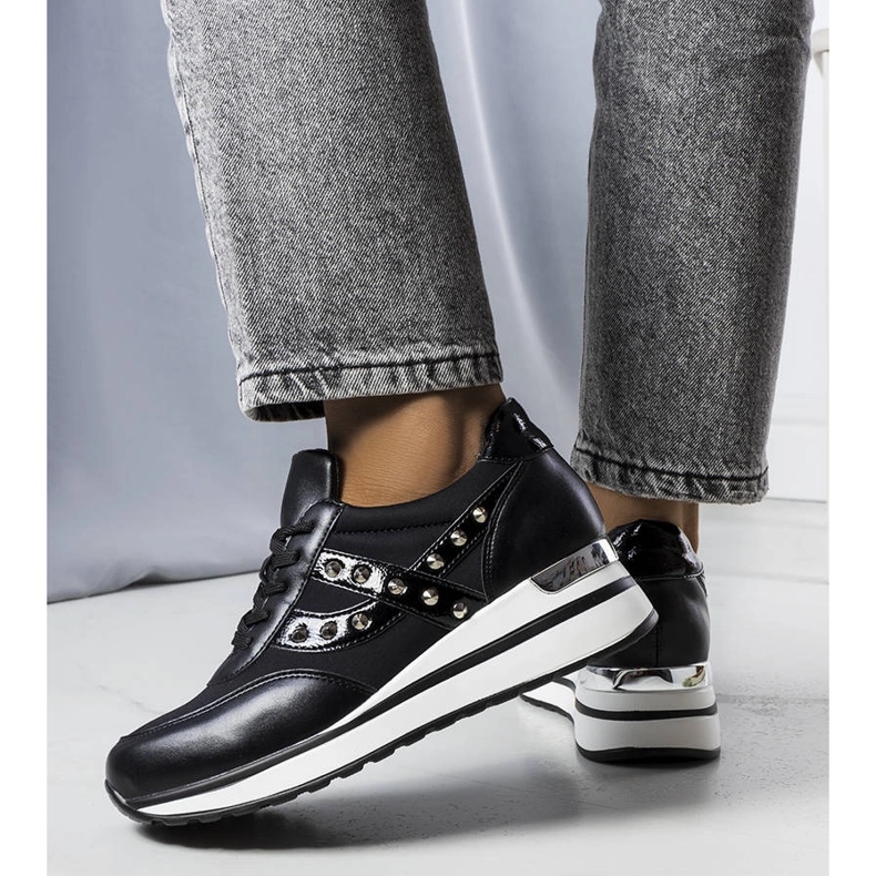 Black sneakers with a thick sole from Mely 1