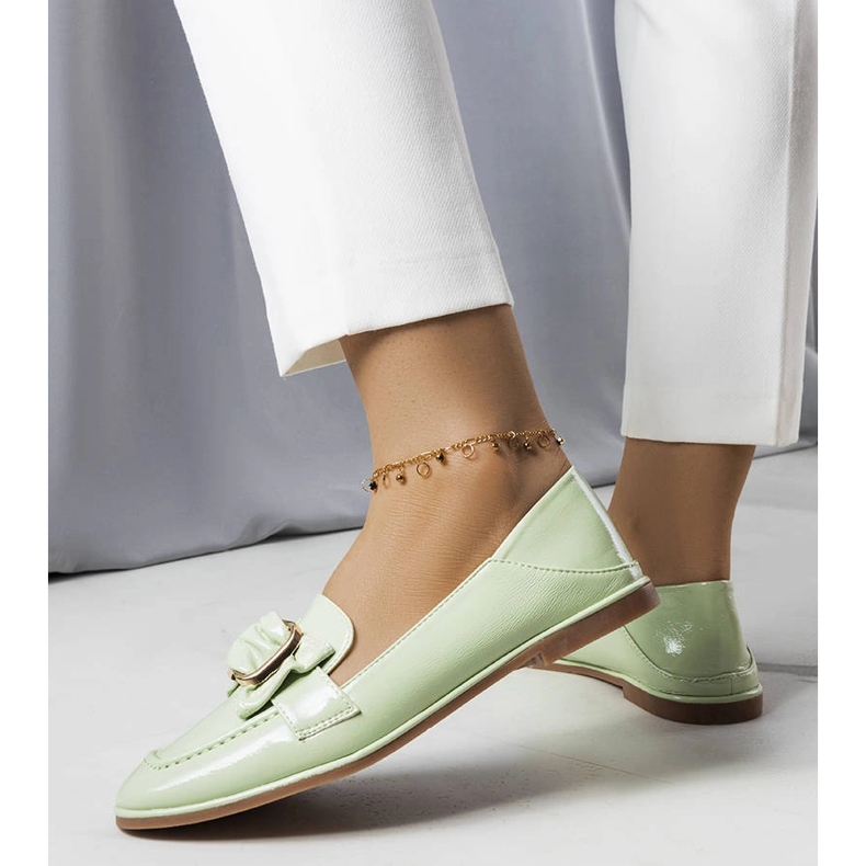 Green patent leather loafers from Erica 1