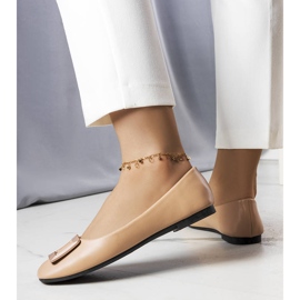 Brown ballerinas with a Sheller buckle beige 1