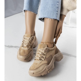 Beige mixed fabric sneakers from Jenna 1