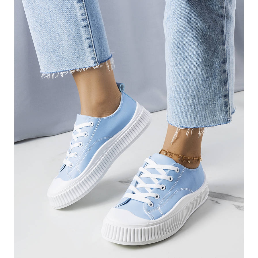 Baby blue top platform sneakers