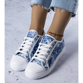 White and blue textile sneakers from Aucoin 1
