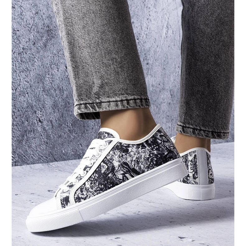 White and black textile sneakers from Aucoin 1