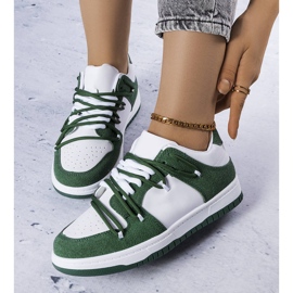 Green sneakers made of mixed materials from Hila white 1