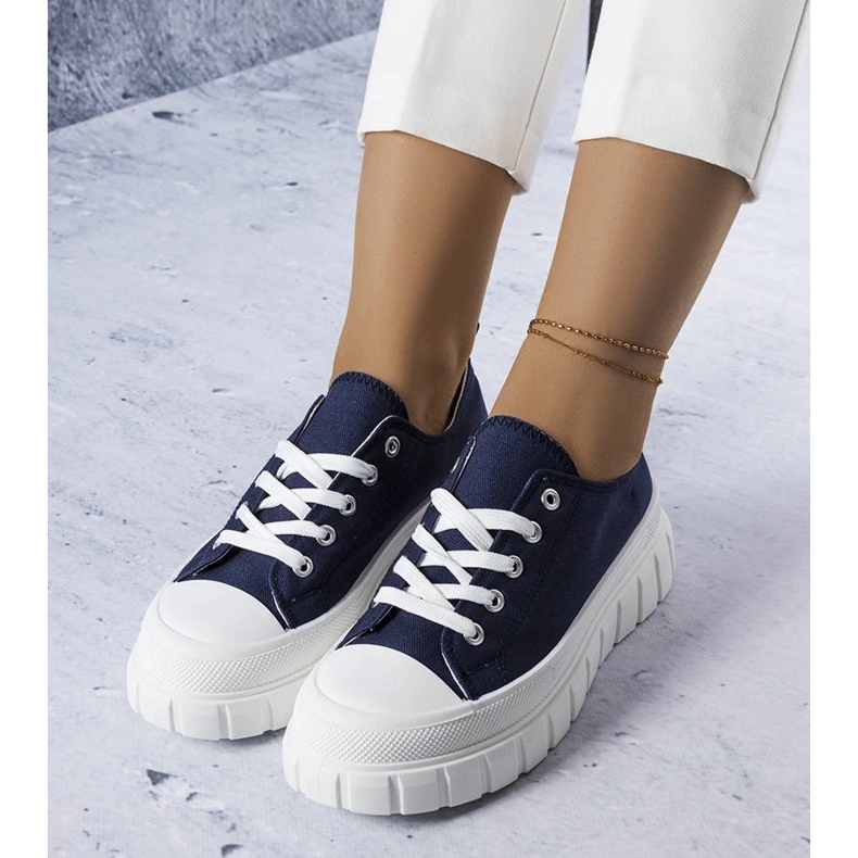 Navy blue platform sneakers from Bellemare 1