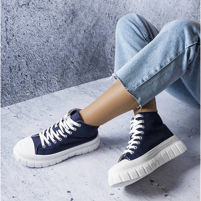 Navy high top sneakers clearance