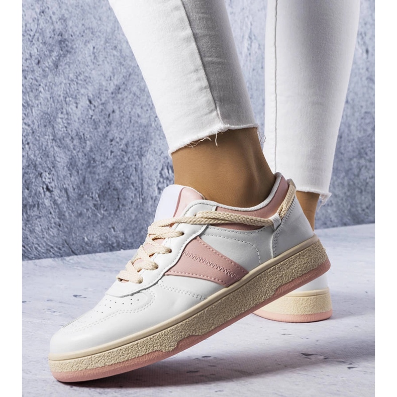 White and pink women's sneakers from Marcella 1