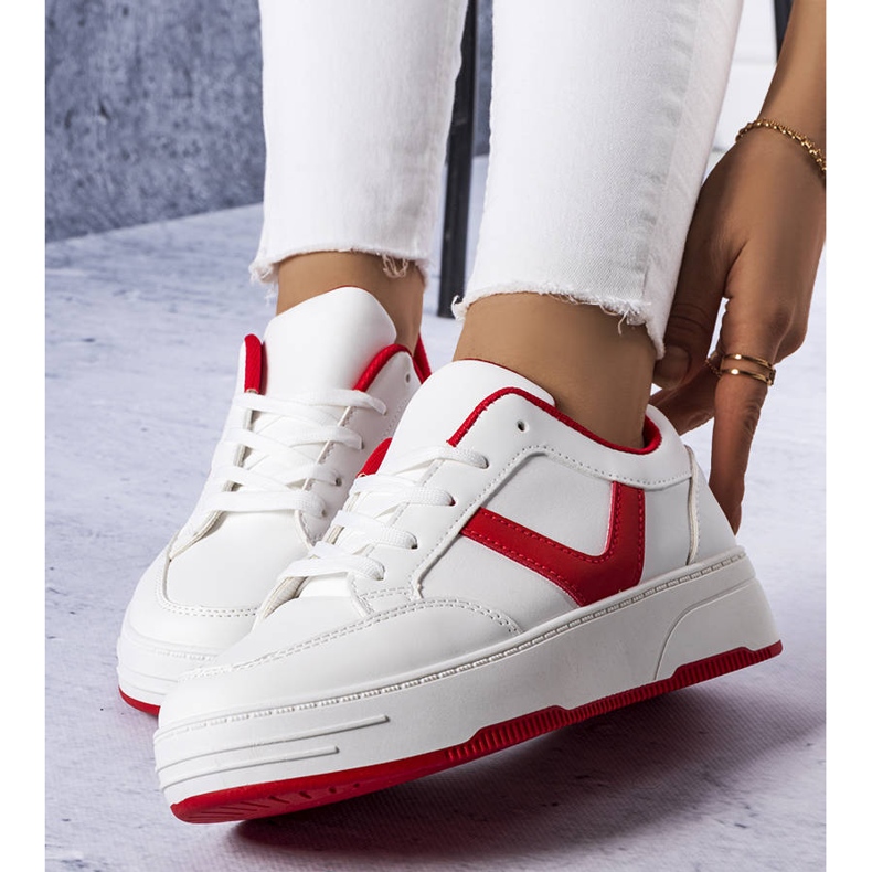 White and red platform sneakers from Trépani 1 White and red platform sneakers from Trépani 1