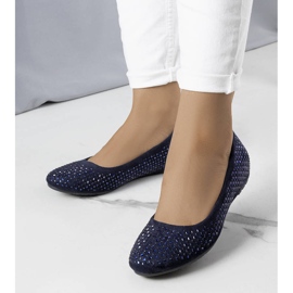 Navy ballerinas with a covered wedge from Julie blue 1