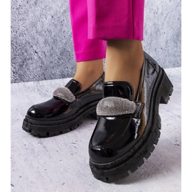 Black lacquered brogues with cubic zirconia Mouss 1