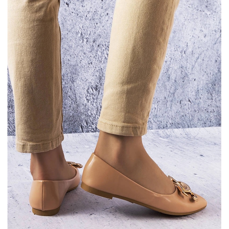 Dark beige ballerinas with Vallée embellishment 1