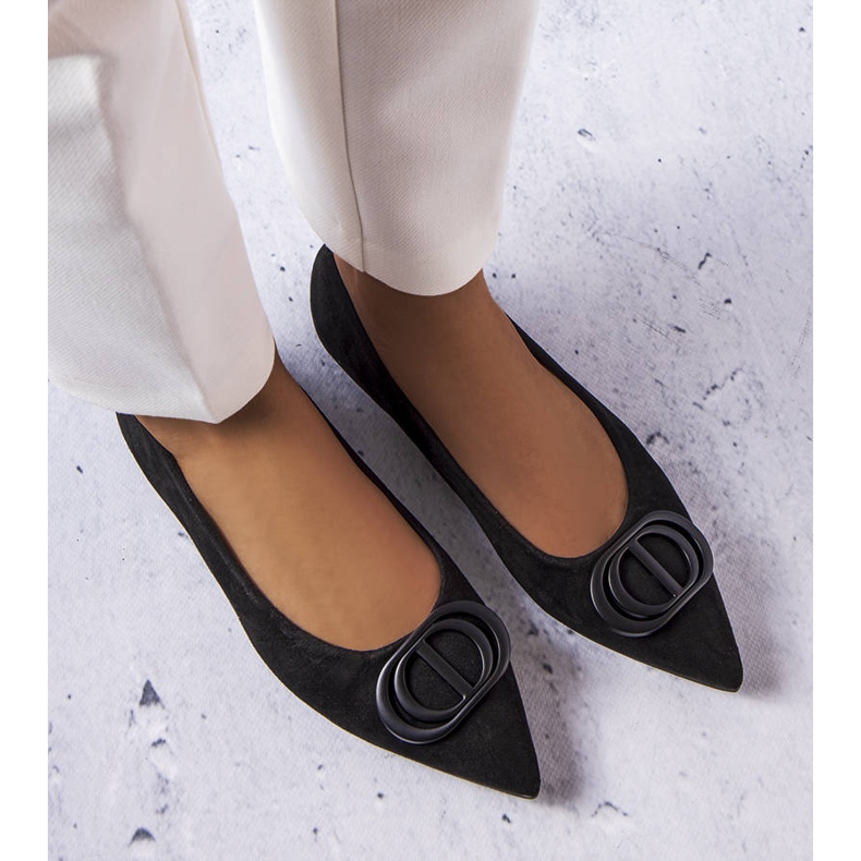 Grignon black eco suede flats 1