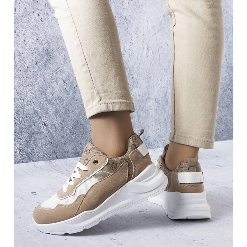 Beige sneakers with gold inserts from Lebrun 1