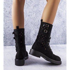 Legault black openwork boots 1